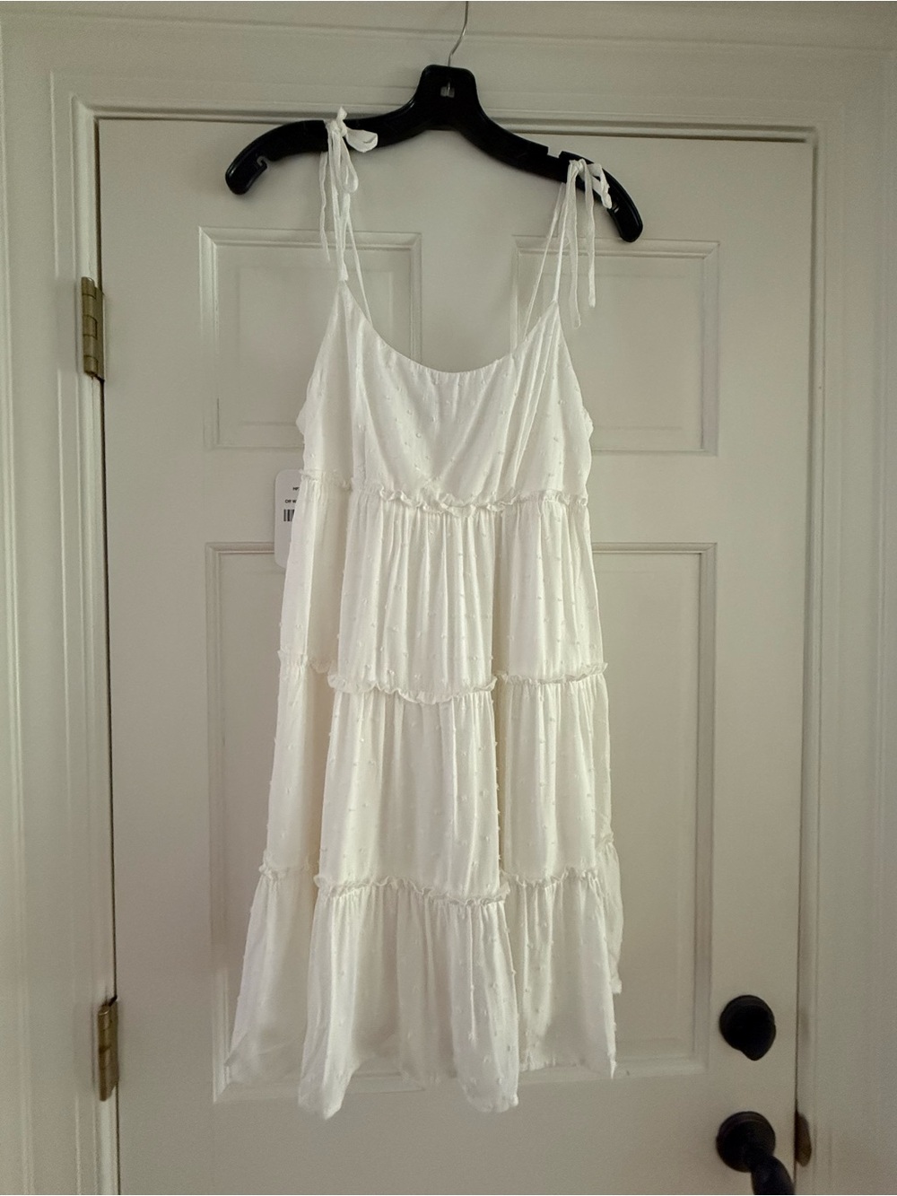 Tiered White Tie-Shoulder Mini Dress